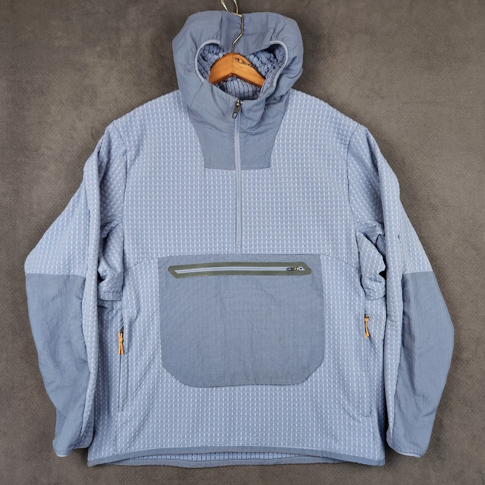 Lululemon Water Repellent Fleece Hiking Anorak Mens XL Blue Purple Grid Pullover
